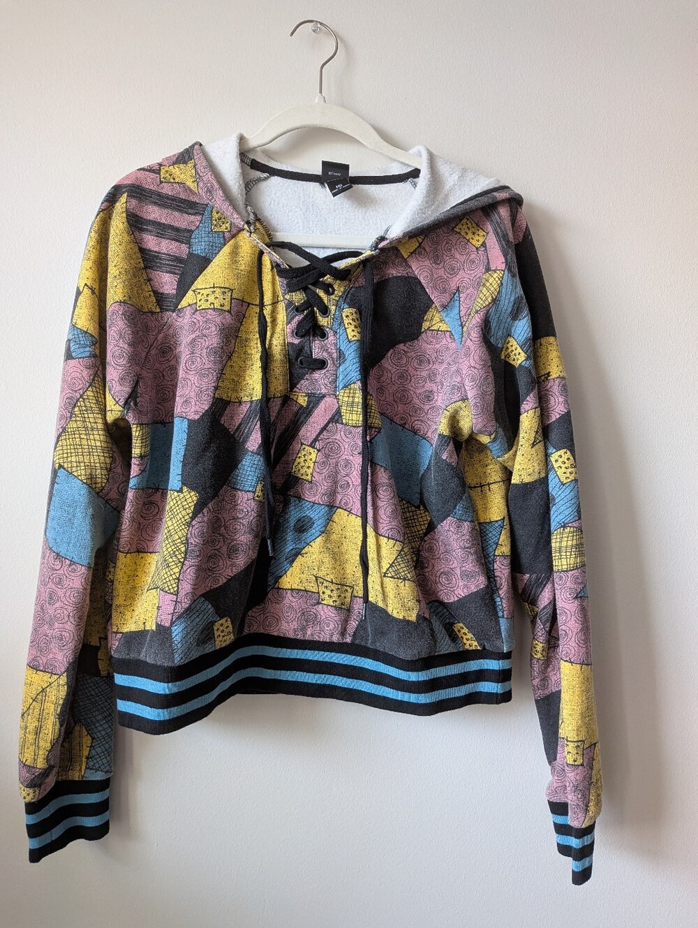 The Nightmare Before Christmas Hoodie Sally Patchwork Women’s Lace Up Disney
